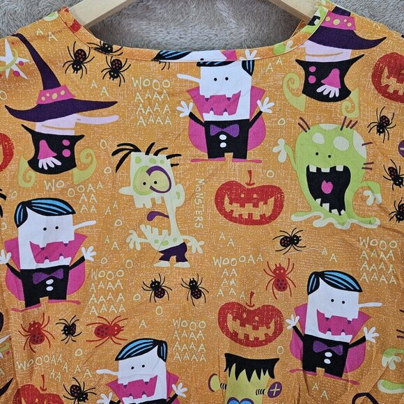 UA Scrubs Halloween Scrubs Frankenstein Vampire Pumpkin Womens XL Orange Pockets - Picture 9 of 10
